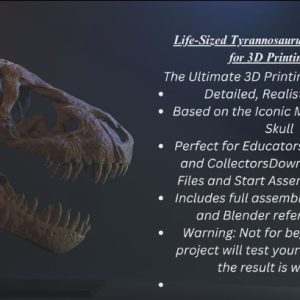 Tyrannosaurus rex Skull Life-Sized Model for 3D Printing