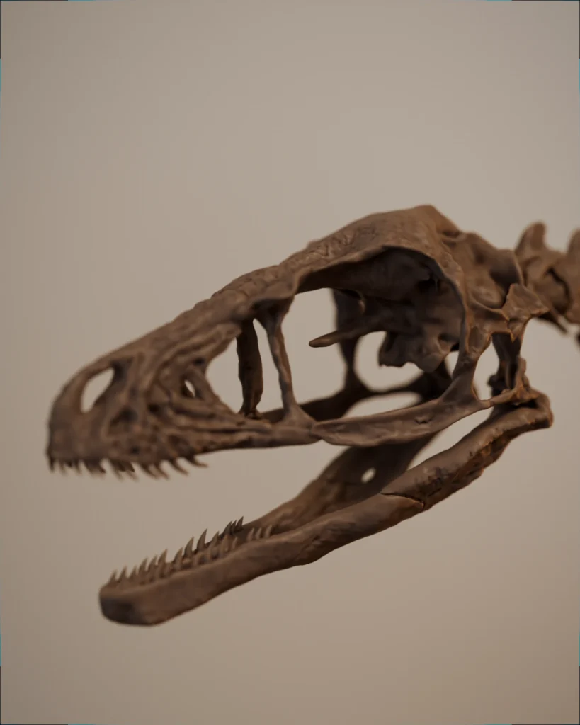 Bambiraptor skull and lower jaw, printed detail from the dinosaur skeleton STL