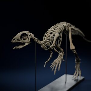 Jeholosaurus skeleton from the front left, skull and forelimbs toward the camera