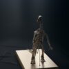 Iguanodon bernissartensis skeleton model in the 1882 pose, high three-quarter view