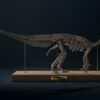 Iguanodon skeleton in the modern quadrupedal pose, side view on an oak base